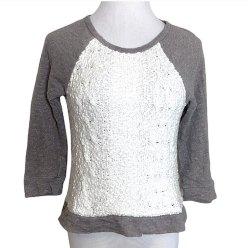 Lucky Brand Lotus Crochet Raglan Sweater - Small